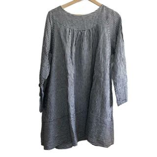 ネストローブ(nest Robe)のnest Robe(ネストローブ) チュニック サイズF レディース - 白×ネイビー 長袖/ストライプ(チュニック)