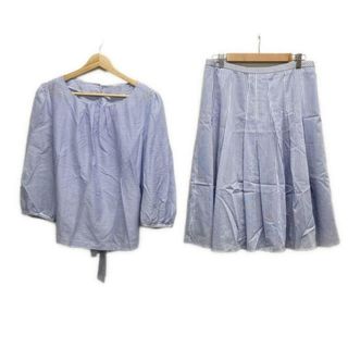 レリアン(leilian)のLeilian(レリアン) スカートセットアップ レディース美品  - ブルー×白 ストライプ/春・秋物(セット/コーデ)