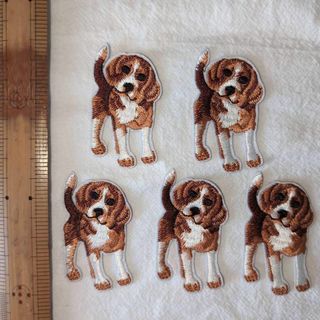 ビーグル 大谷翔平さん愛犬デコピンそっくり 刺繍 ワッペン 5個 ハンドメイドに(その他)