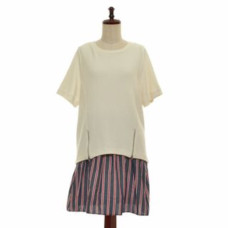 ローズバッドカップルズ(ROSE BUD)のROSE BUD ローズバッド ○ワンピース サイズF レディース ホワイトネイビー(ひざ丈ワンピース)
