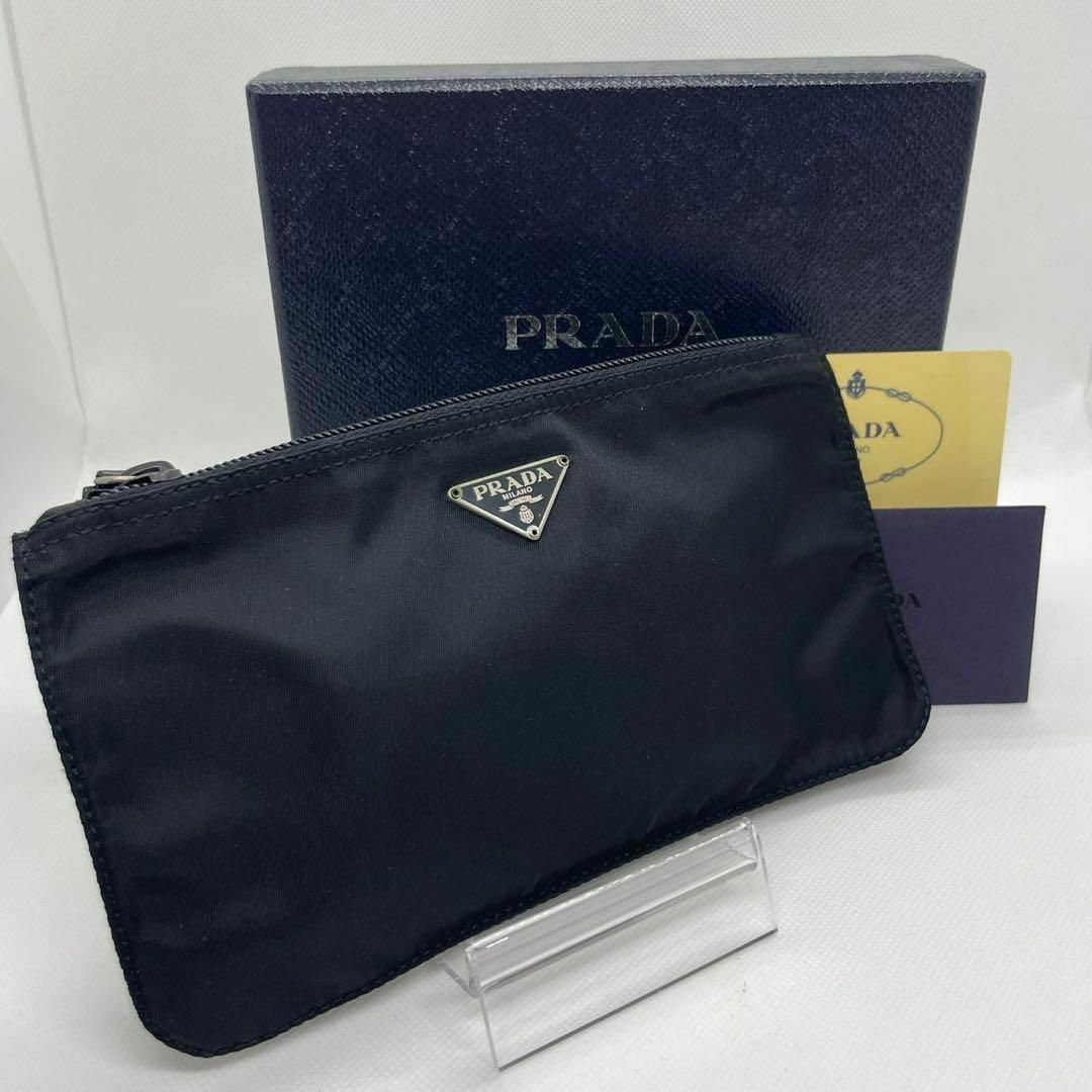 【PRADA】ポーチ型カード入付ミニ財布 ナイロン1ML046♪三角ロゴ PRADA - 【極美品】プラダ ポーチ フラグメントケース ミニ財布