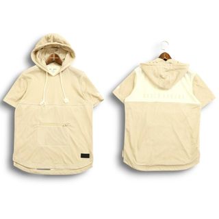 UNDER ARMOUR アンダーアーマー 春夏 バックロゴ★ 半袖 フーディー メッシュ 切替 パーカー Sz.M メンズ トレーニング(パーカー)