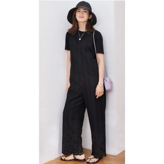 ニジュウサンク(23区)の23区 【洗える】コットンエンブロイダリー オールインワン 美品(サロペット/オーバーオール)