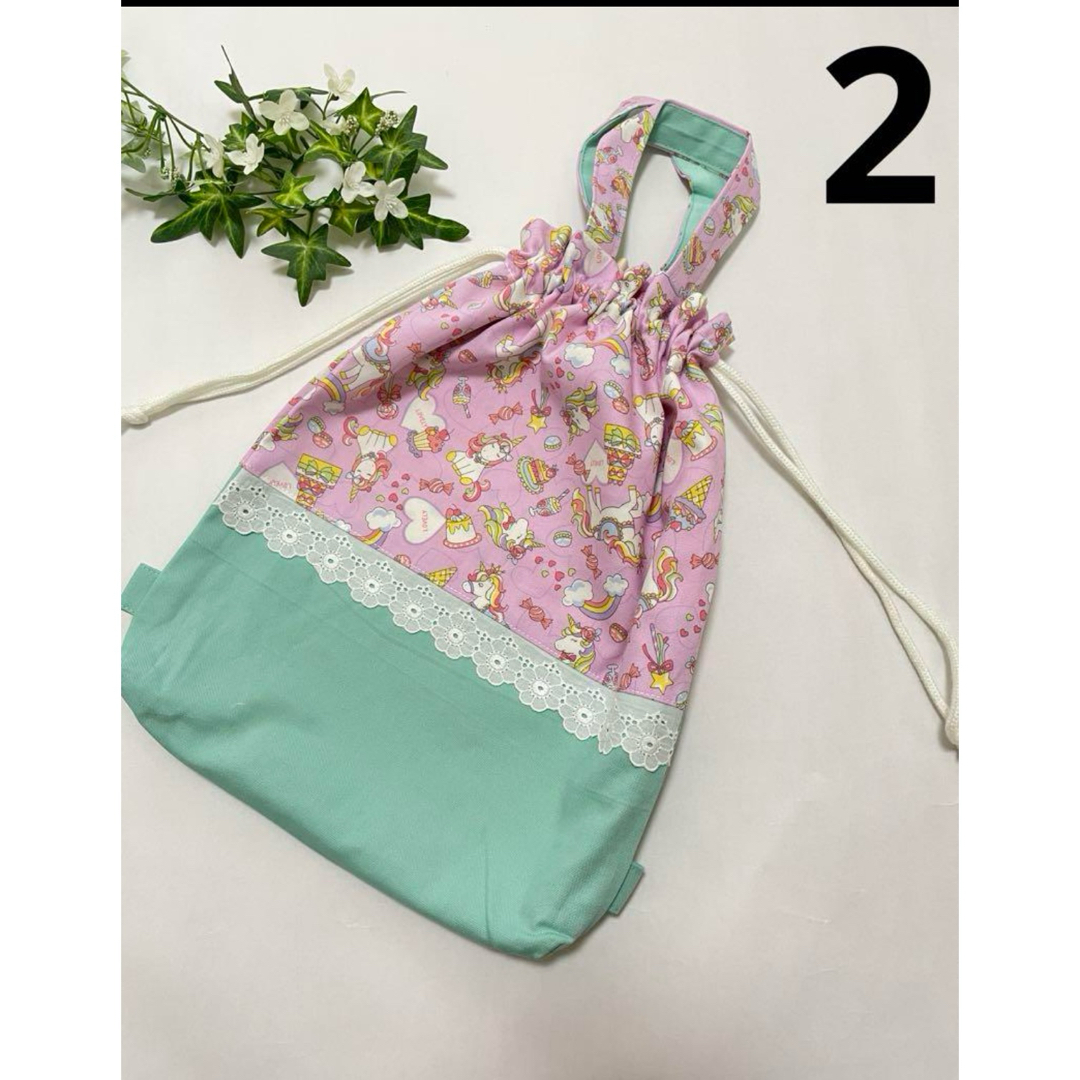 セール☆着替袋　ハンドメイド　女の子　レース キッズ/ベビー/マタニティのこども用バッグ(体操着入れ)の商品写真