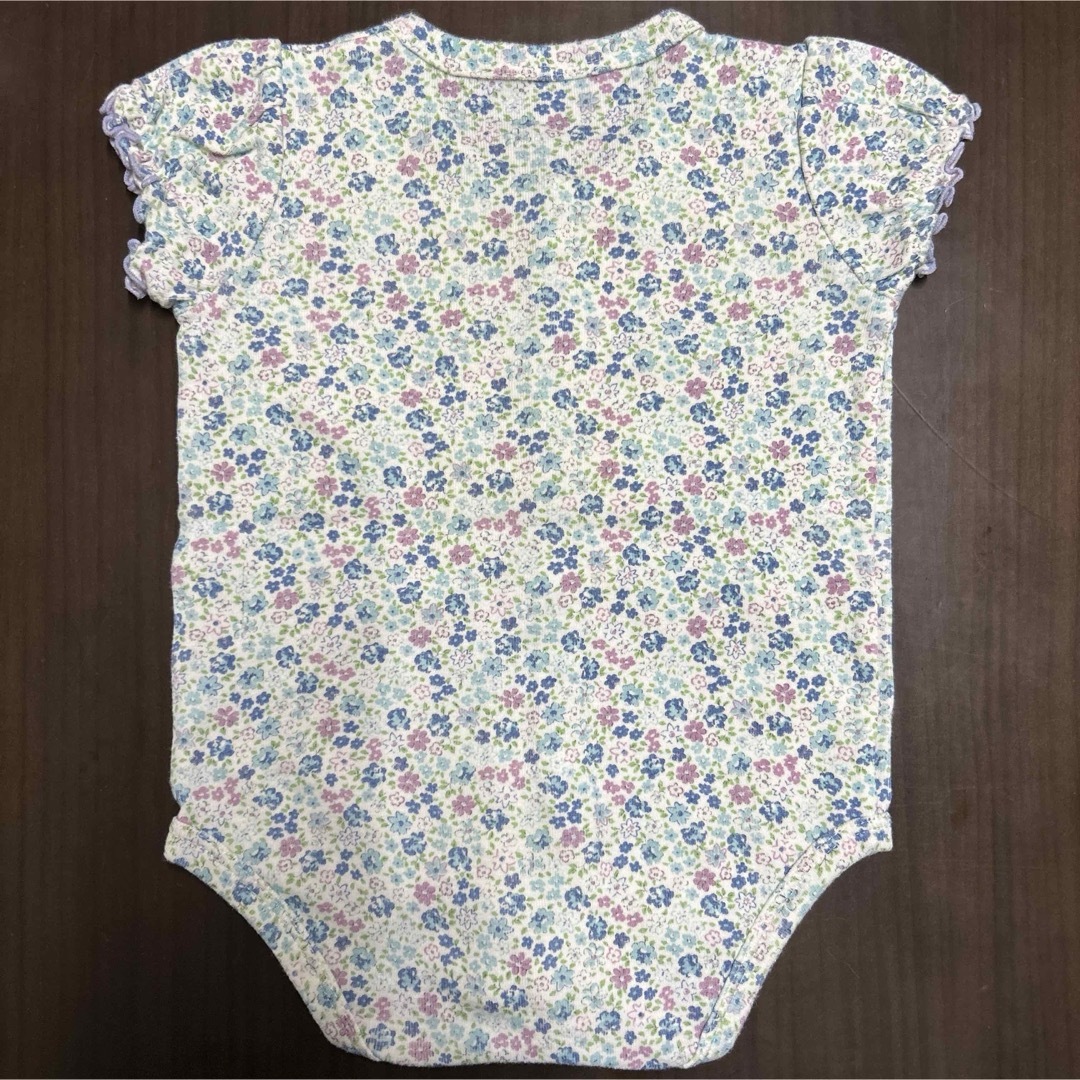 ベビー服 花柄 2点セット 約60cm ブルー　ピンク　半袖　キャミソールタイプ キッズ/ベビー/マタニティのベビー服(~85cm)(ロンパース)の商品写真