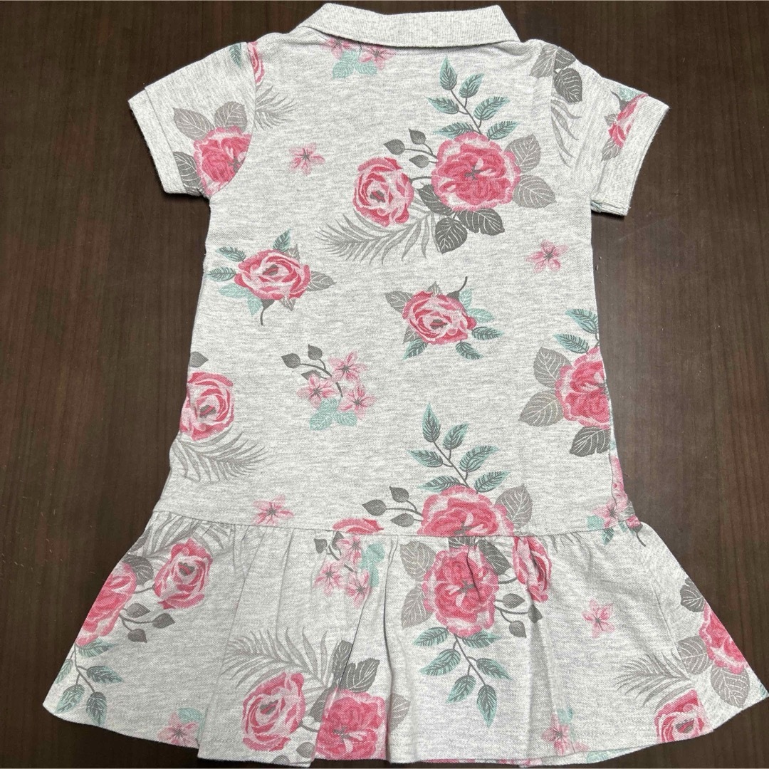 コストコ(コストコ)のコストコ　ポロワンピース　サイズ5 グレー　バラ柄 キッズ/ベビー/マタニティのキッズ服女の子用(90cm~)(ワンピース)の商品写真