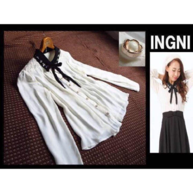 INGNI(イング)の春新品★INGNIイング★装飾付ヨークレース/長袖ブラウス レディースのトップス(シャツ/ブラウス(長袖/七分))の商品写真