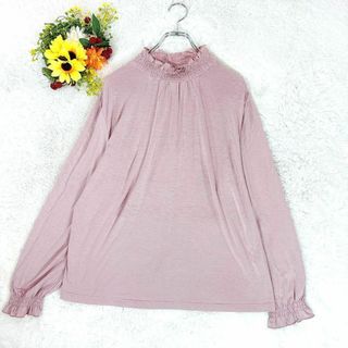 ローズティアラ(Rose Tiara)のRose Tiara 長袖トップス ピンク サイズ42 　大きいサイズ　薄手(カットソー(長袖/七分))