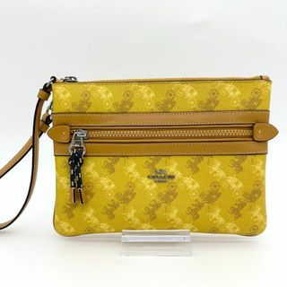 コーチ(COACH)の極美品 COACH コーチ ポーチ マルチポーチ クラッチバッグ 黄 イエロー(ポーチ)