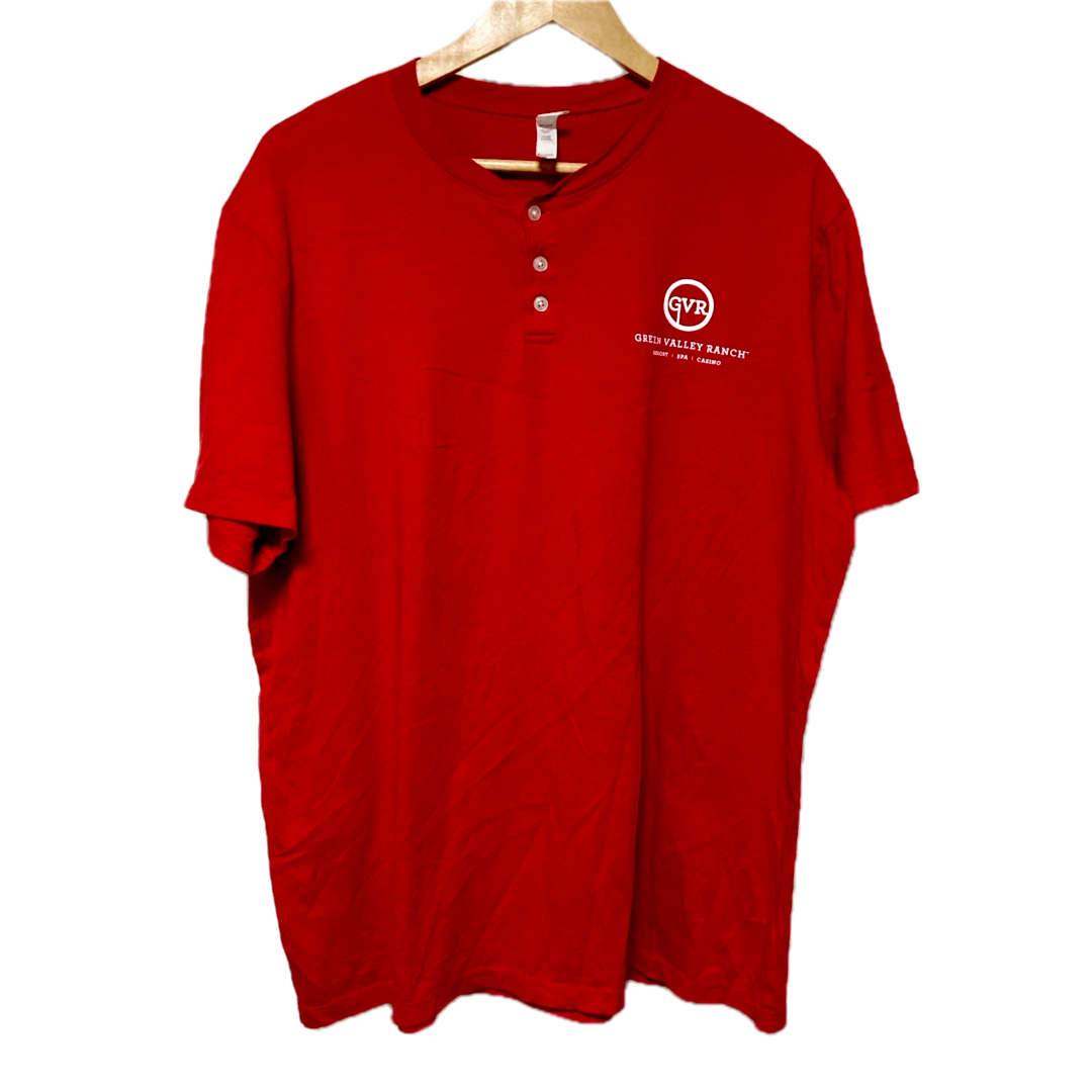 U99🩵　STARTEE ラスベガス GVR ヘンリーネック　Tシャツ XL 赤 メンズのトップス(Tシャツ/カットソー(半袖/袖なし))の商品写真
