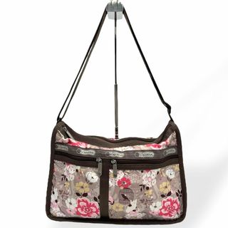 レスポートサック(LeSportsac)の美品　LeSportsac ショルダーバッグ　ナイロン　花柄　ベージュ系　ピンク(ショルダーバッグ)