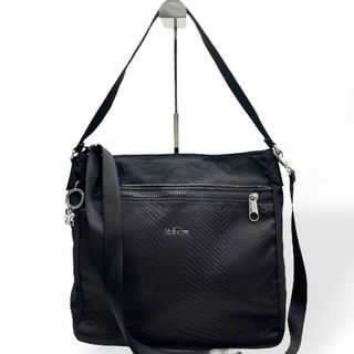 キプリング(kipling)の極美品　Kipling 2way ショルダーバッグ　ブラック　ナイロン　チャーム(ショルダーバッグ)