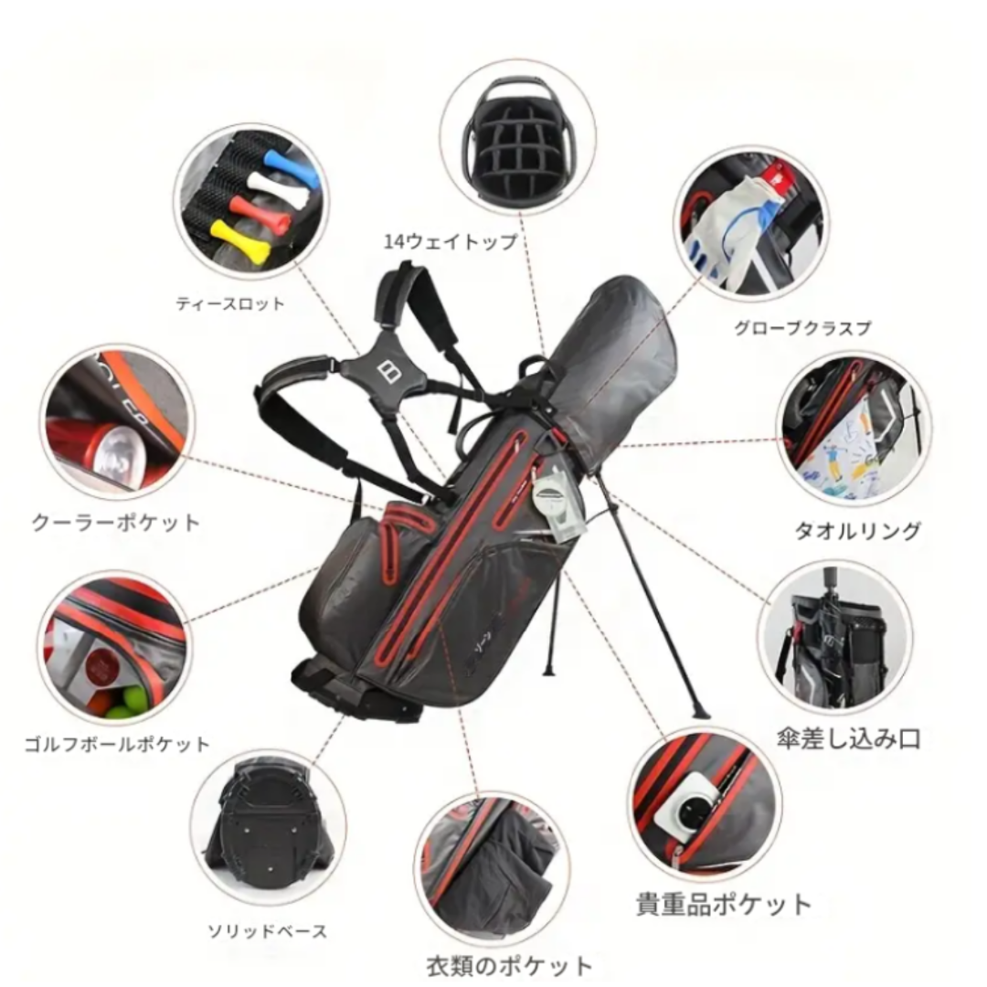ベニントン ZONE 14分割 スタンド式キャディバック ダークグレー