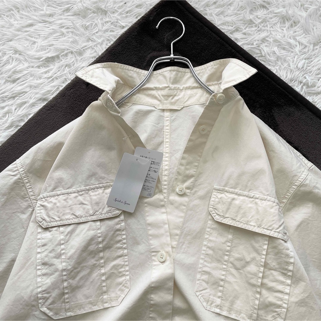 Spick & Span(スピックアンドスパン)のタグ付き未使用✨Spick and Span ガーメントダイサファリシャツ レディースのトップス(シャツ/ブラウス(長袖/七分))の商品写真