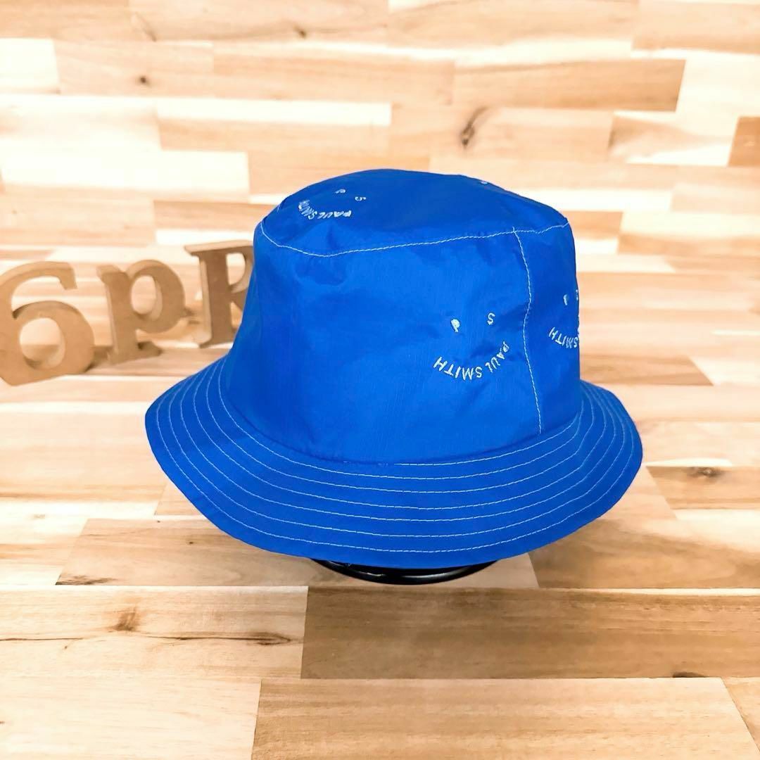 Paul Smith(ポールスミス)の美品/廃番【ポールスミス】スマイル マルチ ロゴ ナイロン ハット軽量 青ブルー メンズの帽子(ハット)の商品写真