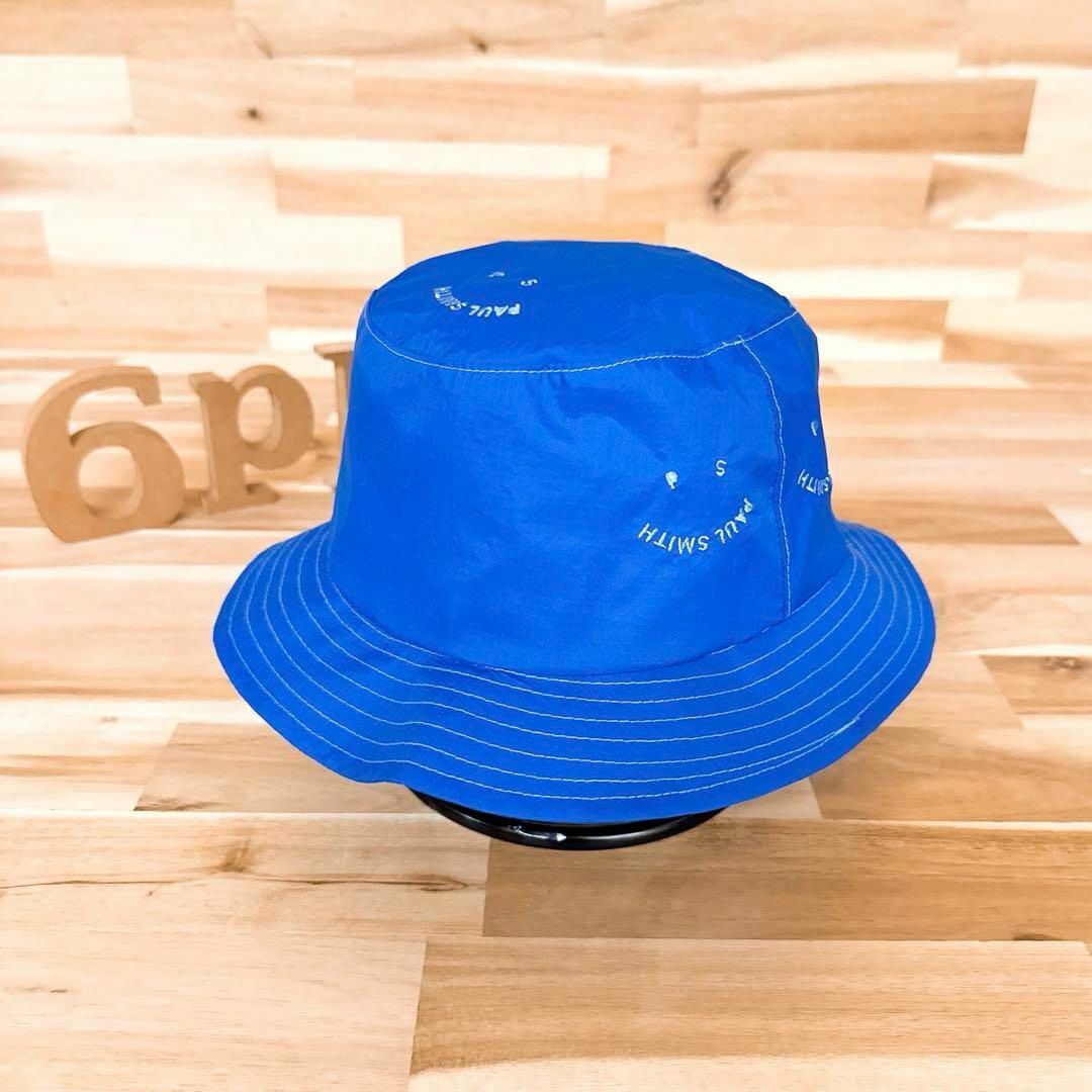 Paul Smith(ポールスミス)の美品/廃番【ポールスミス】スマイル マルチ ロゴ ナイロン ハット軽量 青ブルー メンズの帽子(ハット)の商品写真