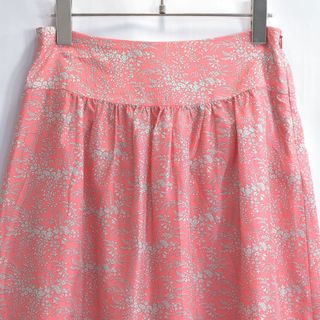 ポールアンドジョー(PAUL & JOE)の00s フランス製 PAUL & JOE ポールアンドジョー リバティ風 小花柄 シルクミニスカート フレンチ エレガンス コーラルピンク ヴィンテージ ビンテージ ヨーロッパ古着 レディースS相当(ミニスカート)