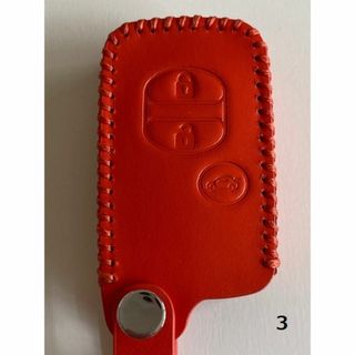 牛革ぴったり収まる プリウスα スマートキーケース プラド オレンジ色 3(車内アクセサリ)