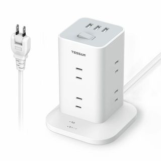 【特価商品】電源タップ タワー mini型 2m 延長コード 8個AC コンセン(PC周辺機器)