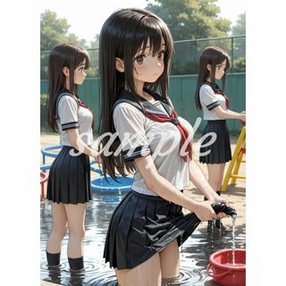 q-67[4K 高画質] A4 ポスター 美少女 美女 かわいい イラスト お尻(ポスター)