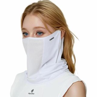 UVカット 冷感 フェイスカバー 耳掛け 男女兼用 夏用 ホワイト(ネックウォーマー)