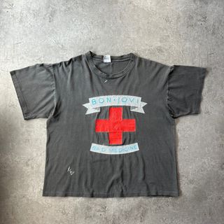 ヴィンテージ(VINTAGE)の80s90s ボンジョビ バンドtシャツ USA製 墨黒 XL 両面プリント(Tシャツ/カットソー(半袖/袖なし))