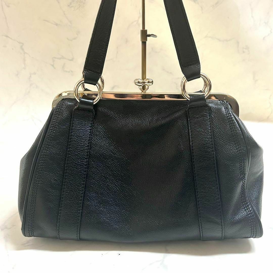 CELINE(セリーヌ)の美品✨ セリーヌ がま口 レザー ハンドバッグ トリオンフ ゴールド ブラック レディースのバッグ(ハンドバッグ)の商品写真
