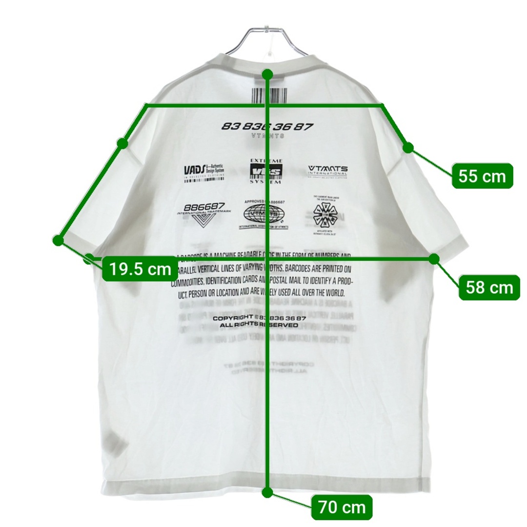 VTMNTS ブイティーエムエヌティーエス ALL RIGHTS RESERVED T-SHIRT フロントロゴプリント半袖Tシャツ VL12TR200W ホワイト メンズのトップス(Tシャツ/カットソー(半袖/袖なし))の商品写真