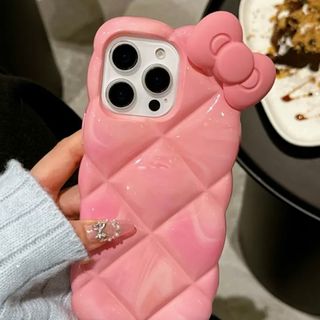 キティ リボン iPhoneケース iPhoneカバー リボン キルティング(iPhoneケース)