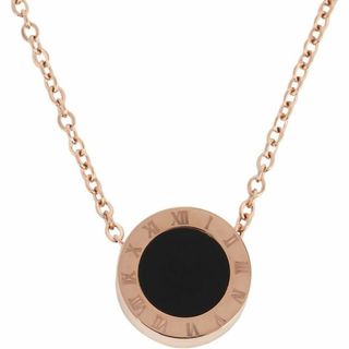 ネックレス ローマ数字 オニキス ペンダント ステンレス レディース 韓国(ネックレス)