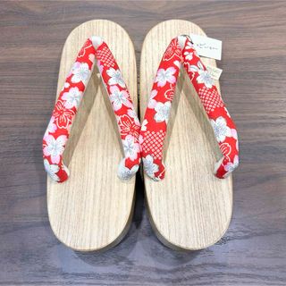 【花しおり】下駄　桐下駄　桜ちりめん鼻緒　白木　浴衣(下駄/草履)