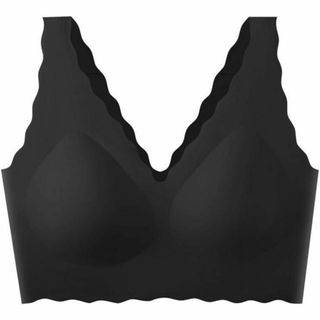 シームレスブラ ノンワイヤーブラジャー ナイトブラ ムレない ブラック M 快適(ブラ)