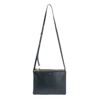 セリーヌ(CELINE)のCELINE / セリーヌ | by Phoebe Philo フィービー / トリオ ラージ レザー ロゴ ショルダーバッグ | ブラック | レディース(ショルダーバッグ)