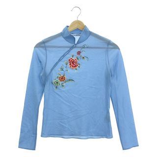ヴィヴィアンタム(VIVIENNE TAM)の【美品】  VIVIENNE TAM / ヴィヴィアンタム | フラワー エンブロイダリー ハイネック チャイナ ブラウス | 0 | ブルー | レディース(シャツ/ブラウス(長袖/七分))