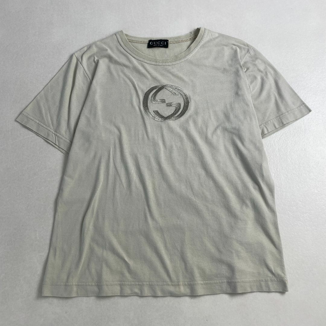 GUCCI - グッチ　Tシャツ　インターロッキング　ロゴ刺しゅう　Y2K　ライトベージュ
