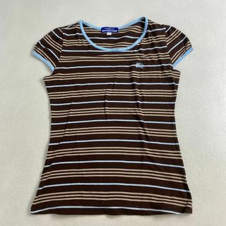 バーバリーブルーレーベル(BURBERRY BLUE LABEL)のバーバリーブルーレーベル　カットソー　ボーダー　ホース刺しゅう　ストレッチ素材(カットソー(半袖/袖なし))