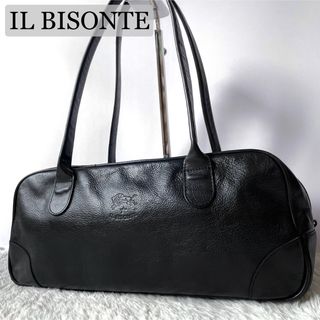 イルビゾンテ(IL BISONTE)のイルビゾンテ　ミニボストンバッグ　ハンドバッグ　オールレザー　型押しロゴ　肩掛け(ハンドバッグ)