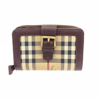 バーバリー(BURBERRY)のBURBERRY LONDON バーバリーロンドン 二つ折り 財布   ベージュ PVC×レザー レディース チェック シャドーホース　240001153380(その他)