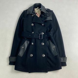バーバリー(BURBERRY)の美品　バーバリーブリット　ウールコート　希少　ノバチェック　レザー切替　ブラック(その他)