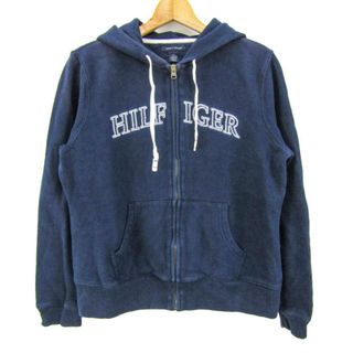 トミーヒルフィガー(TOMMY HILFIGER)のトミーヒルフィガー パーカー 長袖 ブランド トップス レディース L/Gサイズ ネイビー×ホワイト TOMMY HILFIGER(パーカー)