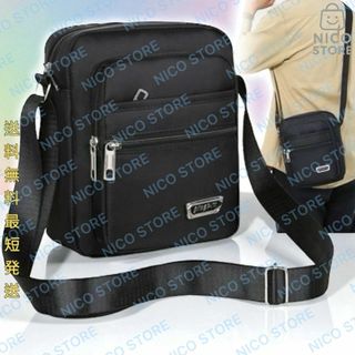 ショルダーバッグ 斜め掛け 肩掛け 軽量 アウトドア 通勤通学 男女兼用 黒色(ショルダーバッグ)