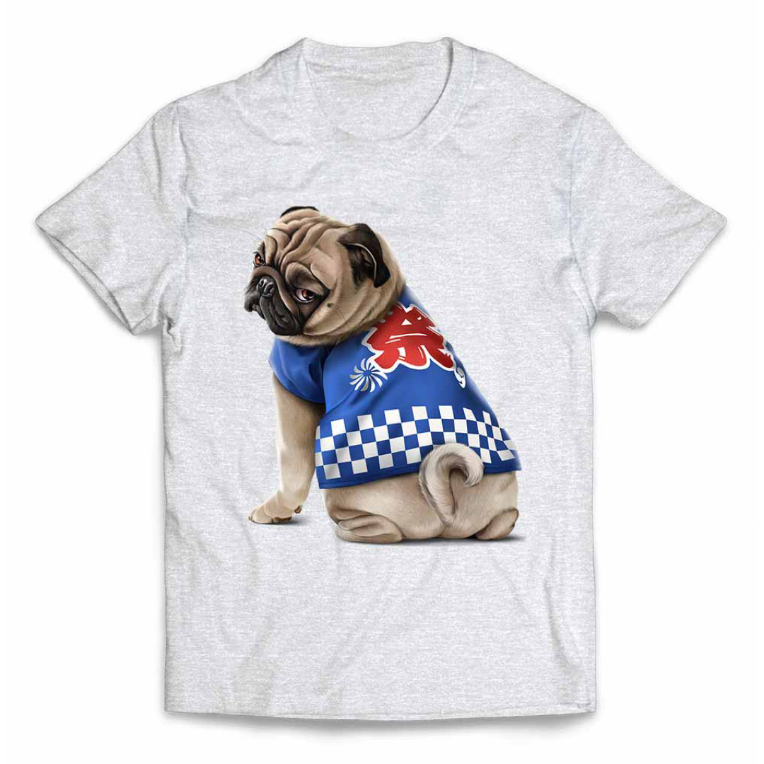パグ 犬 いぬ 法被 夏祭り 半袖Tシャツ メンズ レディース キッズ プリント メンズのトップス(Tシャツ/カットソー(半袖/袖なし))の商品写真