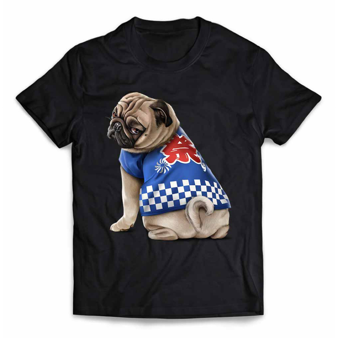 パグ 犬 いぬ 法被 夏祭り 半袖Tシャツ メンズ レディース キッズ プリント メンズのトップス(Tシャツ/カットソー(半袖/袖なし))の商品写真
