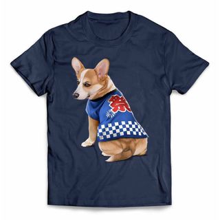 コーギー 犬 法被 夏祭り 花火 半袖 Tシャツ メンズ レディース キッズ(Tシャツ/カットソー(半袖/袖なし))