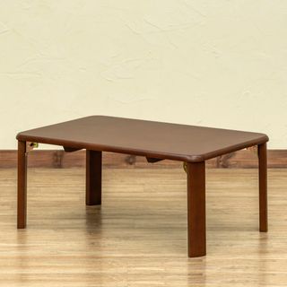 新品　送料無料　継脚付　ウッディテーブル　75×50　ブラウン(ローテーブル)