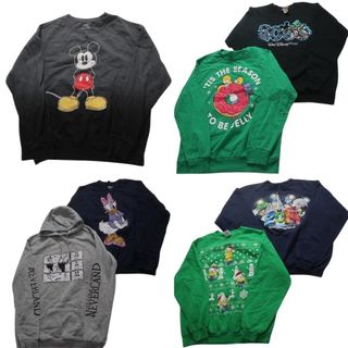 古着卸 まとめ売り キャラクター スウェット 7枚セット (メンズ L /XL ) ディズニー シンプソンズ ミッキー ミニオンズ 中古 古着 NB2915(スウェット)