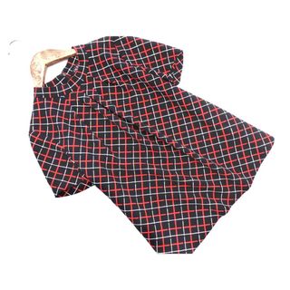 インディヴィ(INDIVI)のINDIVI インディヴィ チェック ブラウス シャツ size38/白ｘ黒ｘ赤 ■◆ レディース(シャツ/ブラウス(半袖/袖なし))