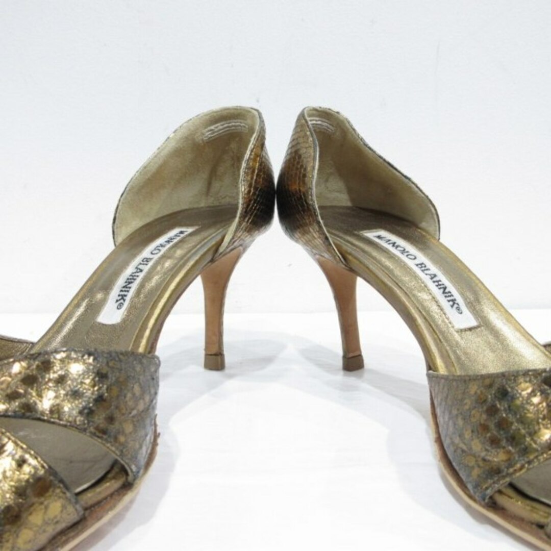 MANOLO BLAHNIK(マノロブラニク)のマノロブラニク サンダル パイソン型押し 35.5 約22.5cm ■MET1 レディースの靴/シューズ(サンダル)の商品写真