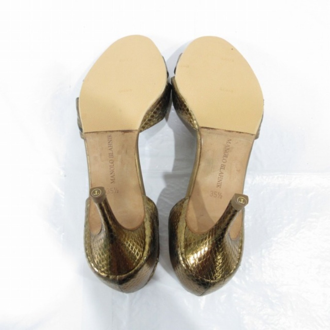 MANOLO BLAHNIK(マノロブラニク)のマノロブラニク サンダル パイソン型押し 35.5 約22.5cm ■MET1 レディースの靴/シューズ(サンダル)の商品写真