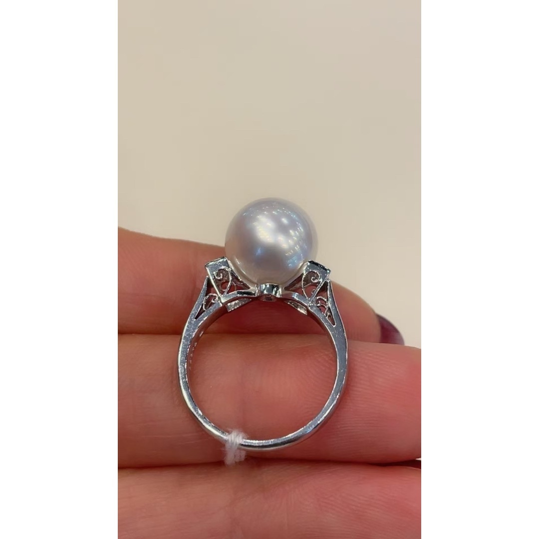 ミキモト 南洋真珠 南洋ホワイトパール PT950 プラチナ ダイヤモンド 指輪 MIKIMOTO - ミキモト 南洋真珠 南洋ホワイトパール PT950